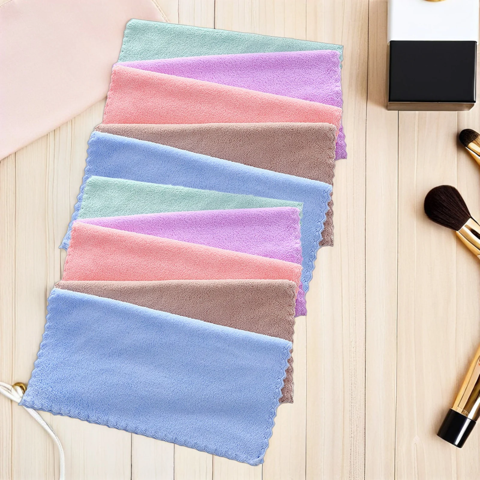 10 szt. Ściereczek do demakijażu z mikrofibry, trwałe, miękkie, wielokrotnego użytku, do mycia twarzy dla kobiet, na podróże i do domu.