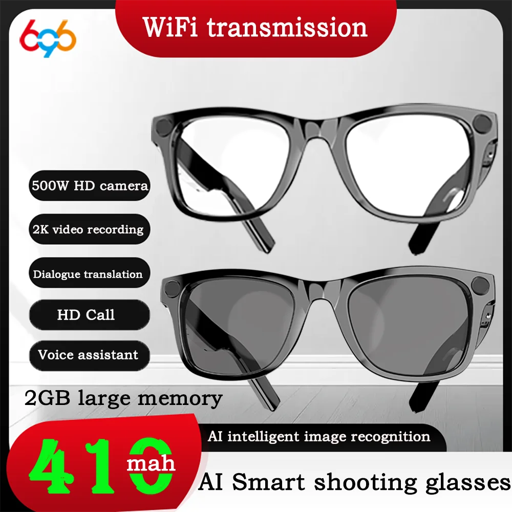 

Новые умные очки с искусственным интеллектом, 500 Вт, пикселей, 2K, видеозапись, HD-вызов, умное распознавание изображений, перевод диалога, солнцезащитные очки с синим зубом