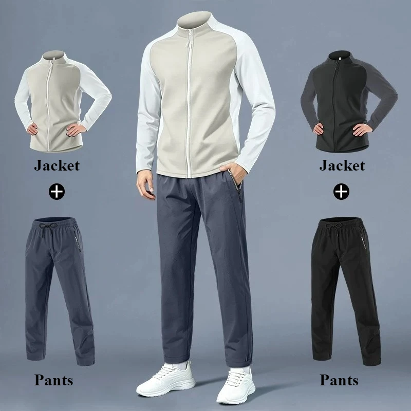 autumn-men's-sports-warm-training-set-outdoor-fitness-running-training-pants-football-windproof-warm-jacket-running-set