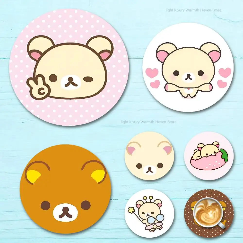 

Cute R-Rilakkumas-S Bear wooden anti-slip coasters suitable for home office and theme party decoration