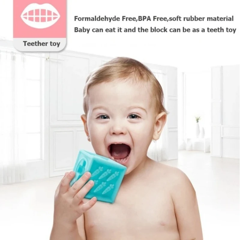 Blocks Toy Soft Cubes for Children Squeeze Toy Baby Soft Rubber Building Blocks Relief Stacking Educational Puzzle Toys