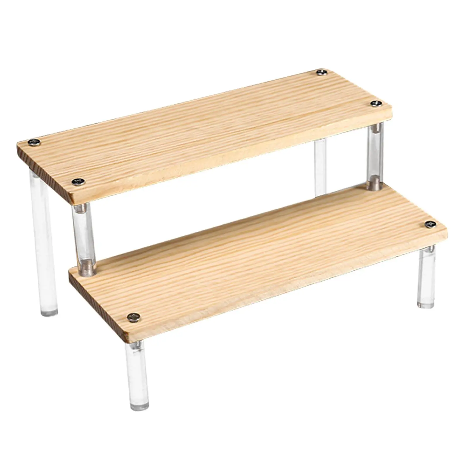 Counter Retail Riser Display Stand Acrylic Wooden Shelf for Miniature Objects Showcase Fixture Transparent