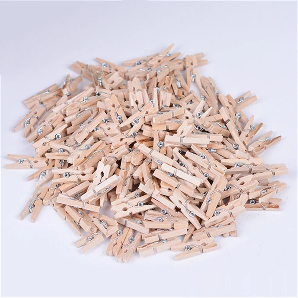 50pcs Mini Wooden Clips Handmade Craft Decorative Photo Clips Clothespin Craft Decoration Home Office Clips 2.5cm