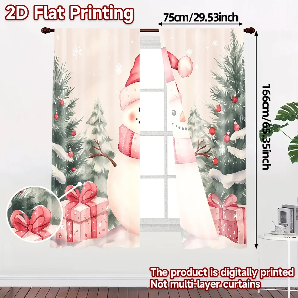 2pcs,Curtains Cute Snowman Christmas Gifts_a (2) Popular Creative Curtains Durable 100% Polyester Fabric Curtains Outdoor #2