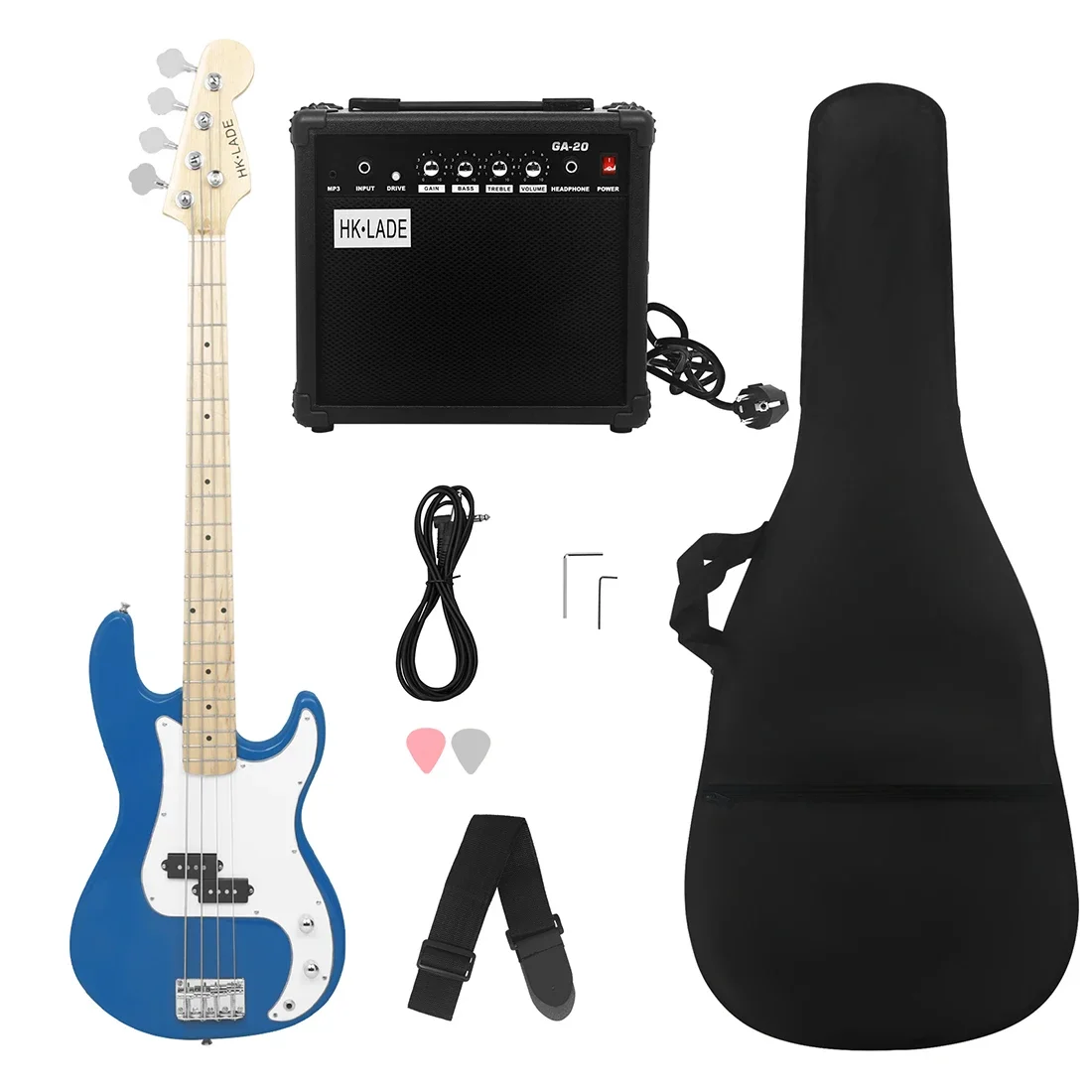 

HK·LADE Bass Guitar 4 Strings 20 Frets Maple Body Neck Electric Bass Guitarra With Case Amp Picks Guitar Parts & Accessories