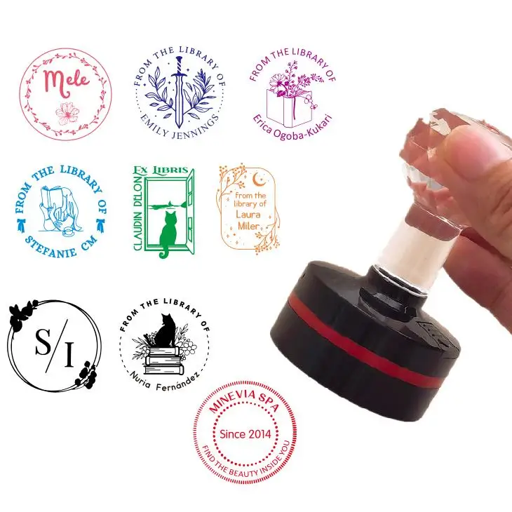 Round Stamp Personalized Your Own Logo Customized Photosensitive Ink Stamps Personalized Custom Self Inking Stamp Rubber Stamps