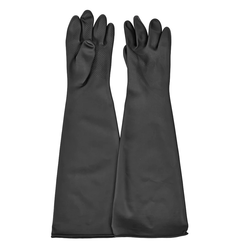 Blast Rubber Gloves For Sandblasting Sandblaster Sand Blast Cabinet Sandblasting Gloves Sandblaster Parts 60Cm Black Durable