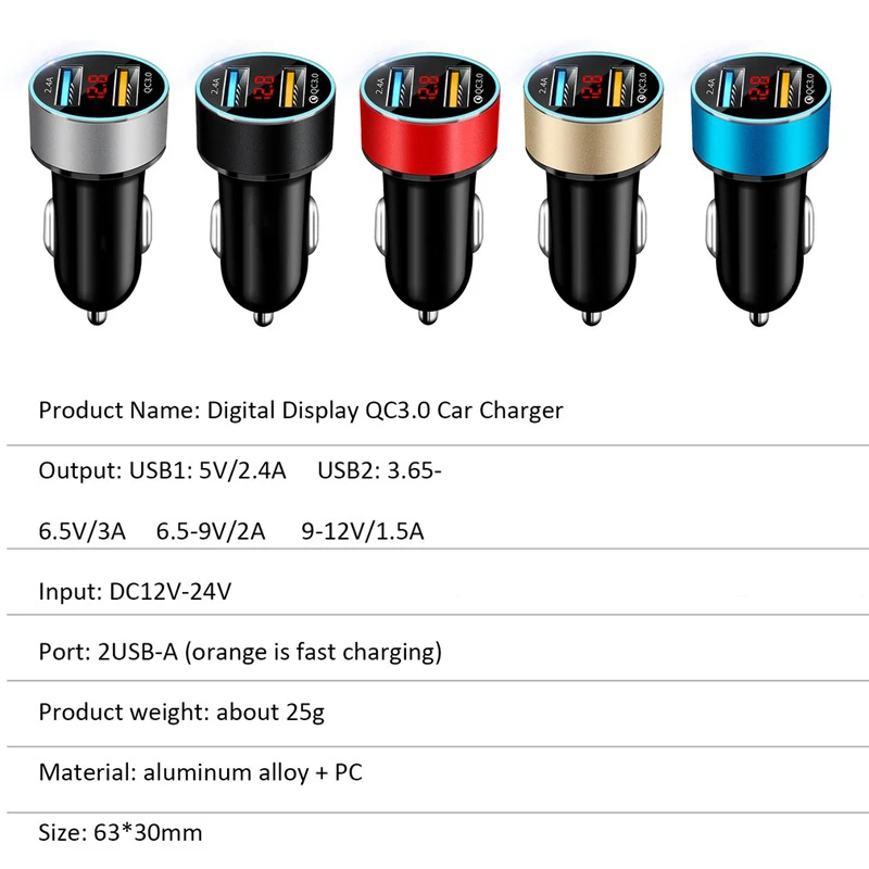 QC 3.0 szybka do telefonu ładowarka samochodowa podwójna ładowarka USB szybki ładowania ładowarka samochodowa do OPPO A72 A52 A74 A95 A94 A96 5G