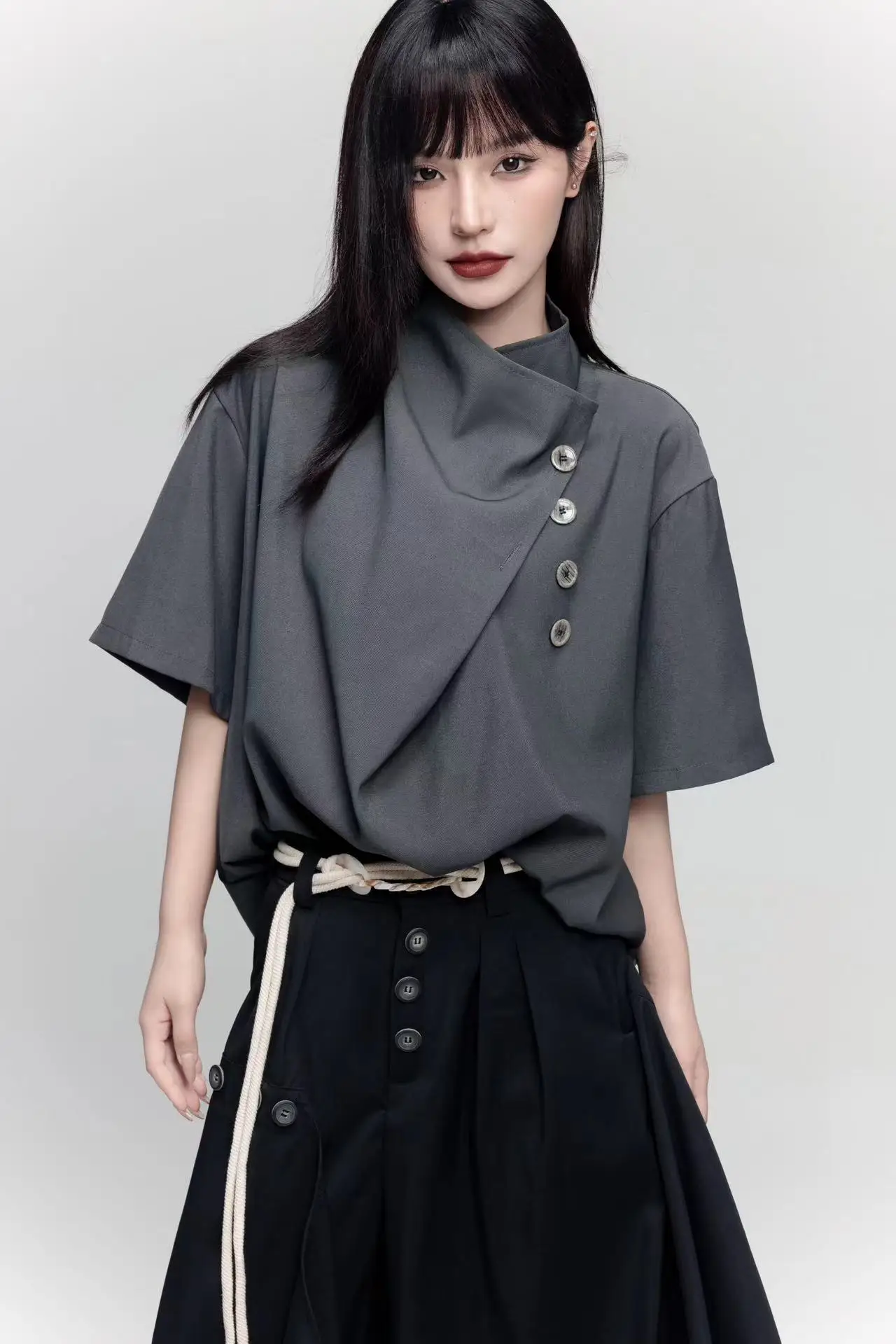 

Dark Retro Design Loose Short Sleeve Shirt New Chinese Style Women's Summer Top Breathable Moisture Wicking Resistant to Defo...