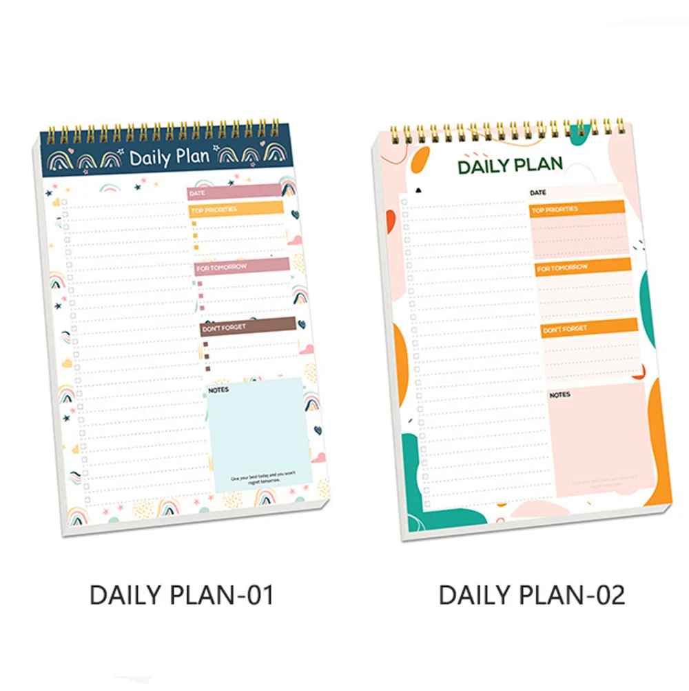 A5 English Daily Plan Coil Notebook Schedule To Do List Memo Stationery Office School Supplies
