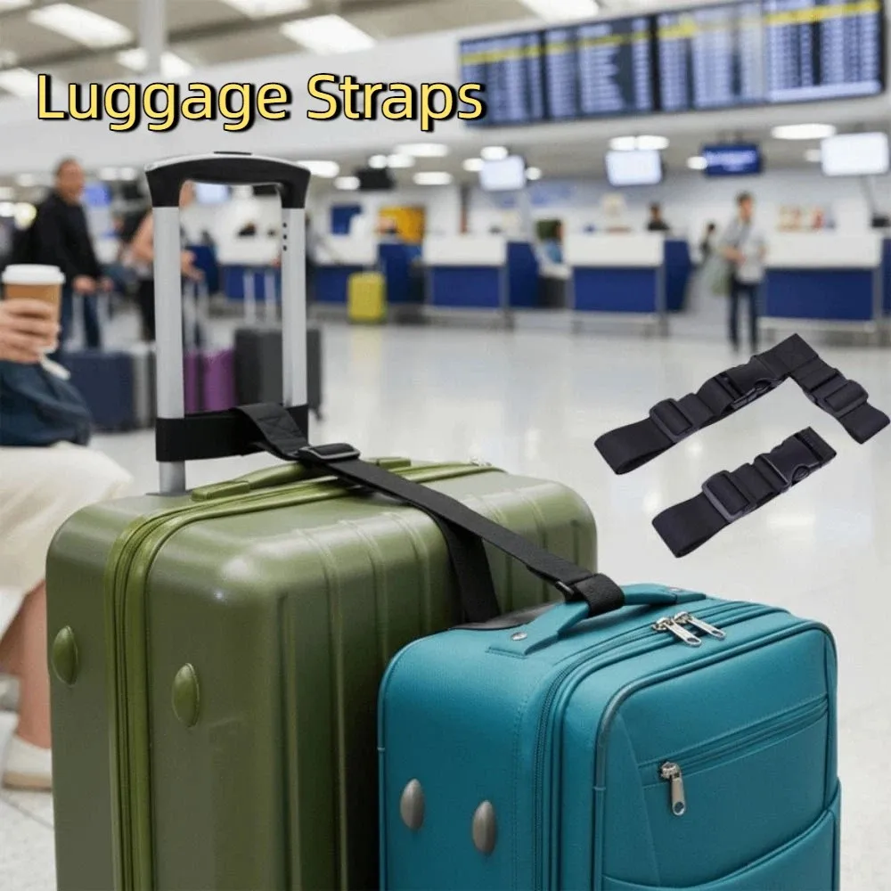 

2SET Adjustable Luggage Straps Anti-Lost Secure Fastening Anti-theft Strap Portable Nylon Material Travel Bag Belt Airport