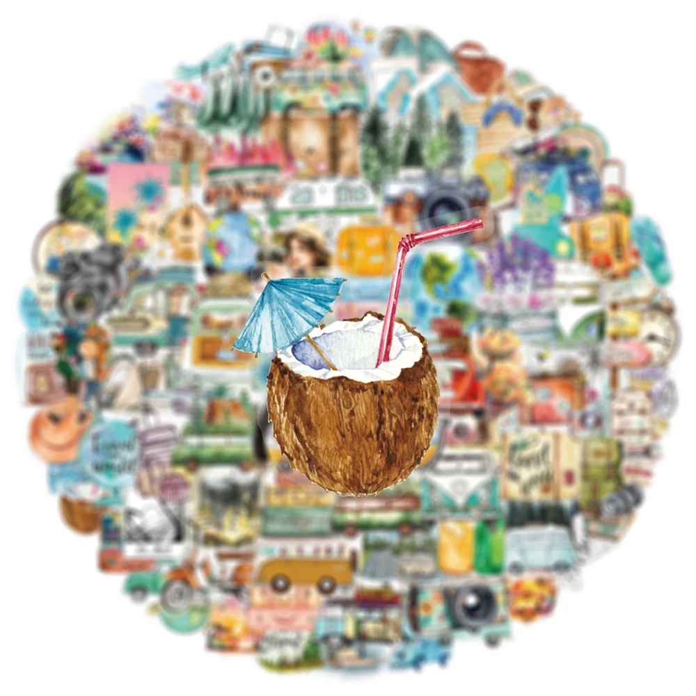 

10/30/50/100pcs Transparent Outdoor Travel Camping Stickers Waterproof Simple Aesthetic Decals Graffiti Suitcase Phone Scrapbook