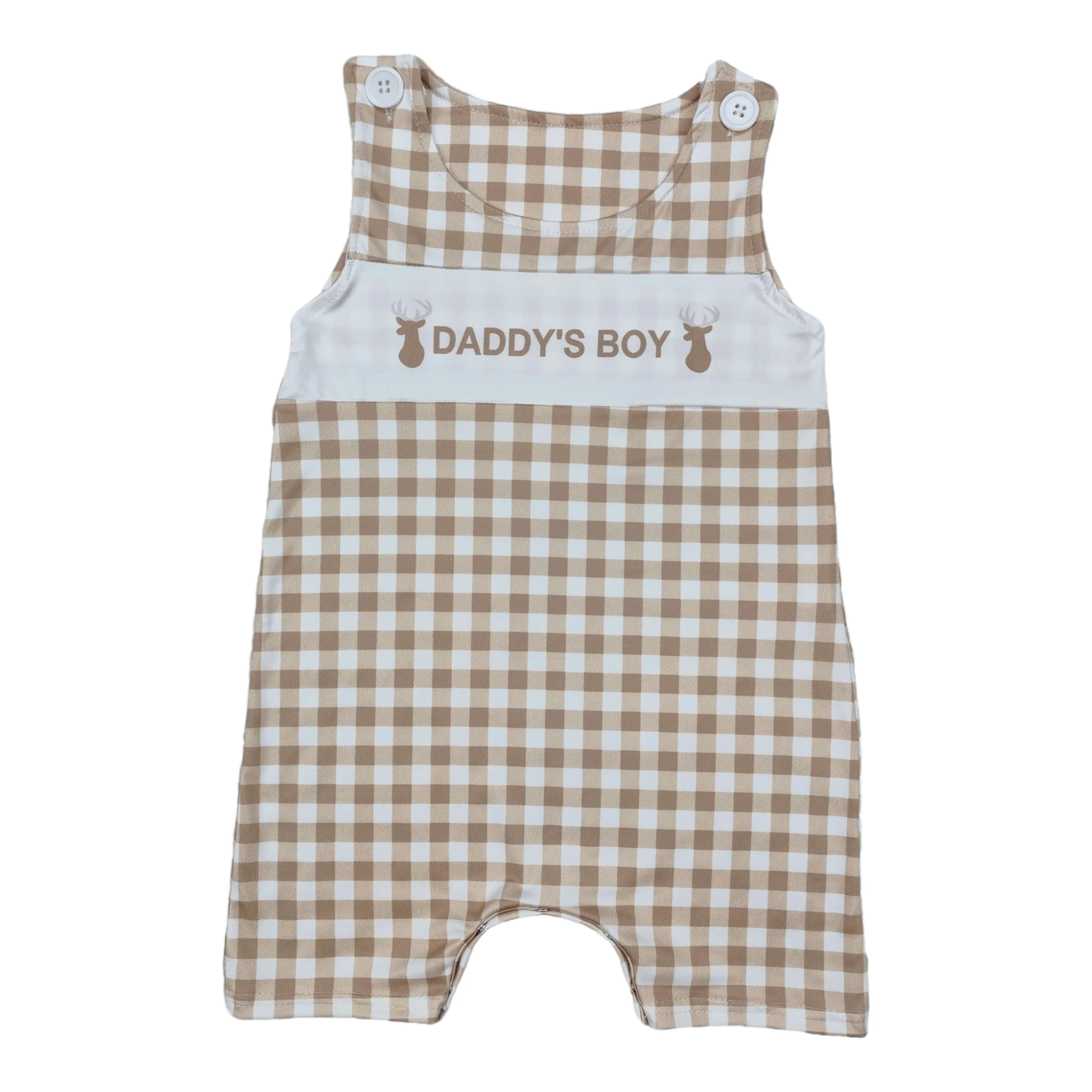 

Wholesale Newborn Coverall Daddy's Checked Toddler Brown Plaid Romper Kids One-piece Jumpsuit Bodysuit Baby Boy Bodysuit