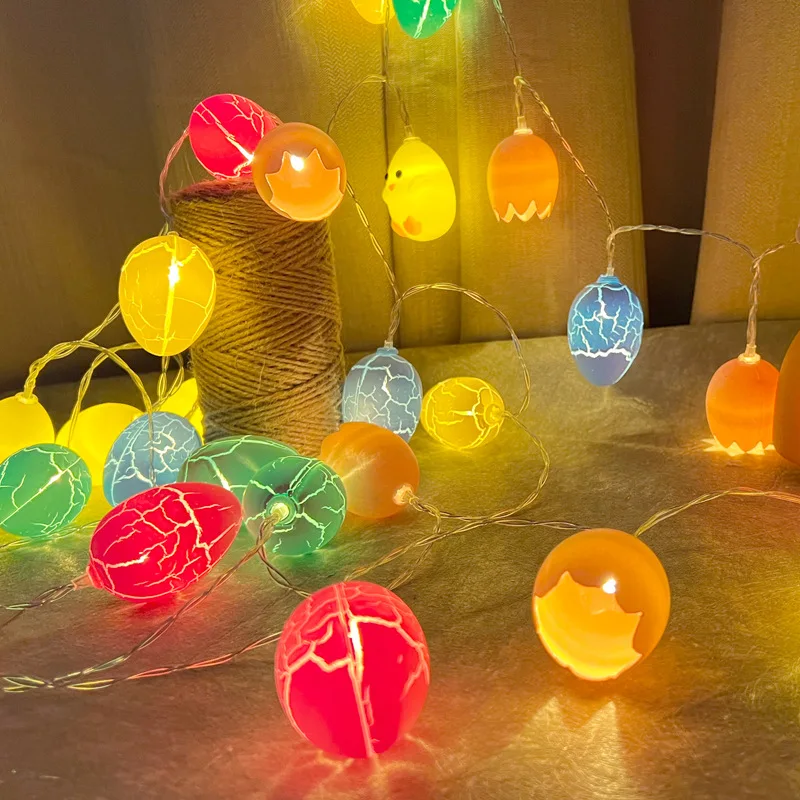 1.5M 10Lights Happy Easter Day Light String Cute Rabbit Chick Crack Egg Light String Easter Party Home Decor Party Supply