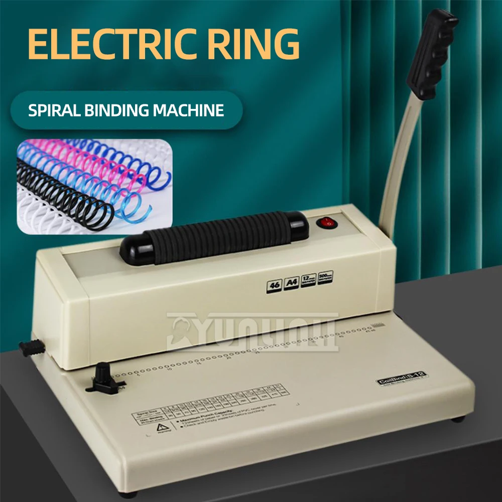 NEW S12 Paper Punching Machine Electric S-ring Punching and Binding Machine for File Plastic paperboard Binder