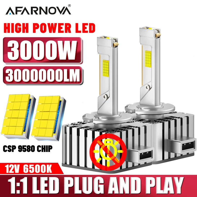 

D3S D1S LED Headlight Canbus HID Xenon Bulb D2S D4S D1R D2R D3R D4R Turbo LED 3000W 3000000LM CSP Chip 6500K Auto Light PlugPlay