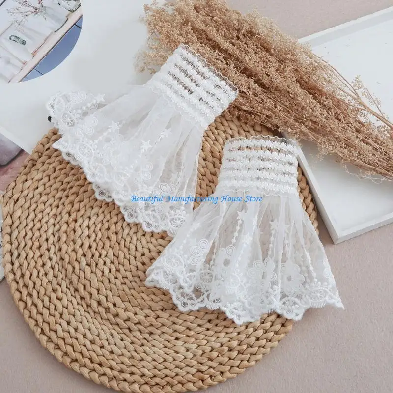 E56A afneembare gelaagde polsmanchetten voor dames tieners shirtjurk trui decoratief