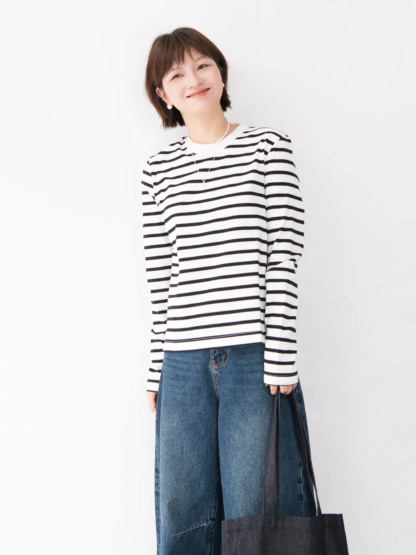 

Футболка из чистого хлопка с круглым вырезом и длинными рукавами в полоску, женская, повседневная, художественная, универсальная, удобная, дышащая, для ежедневной носки