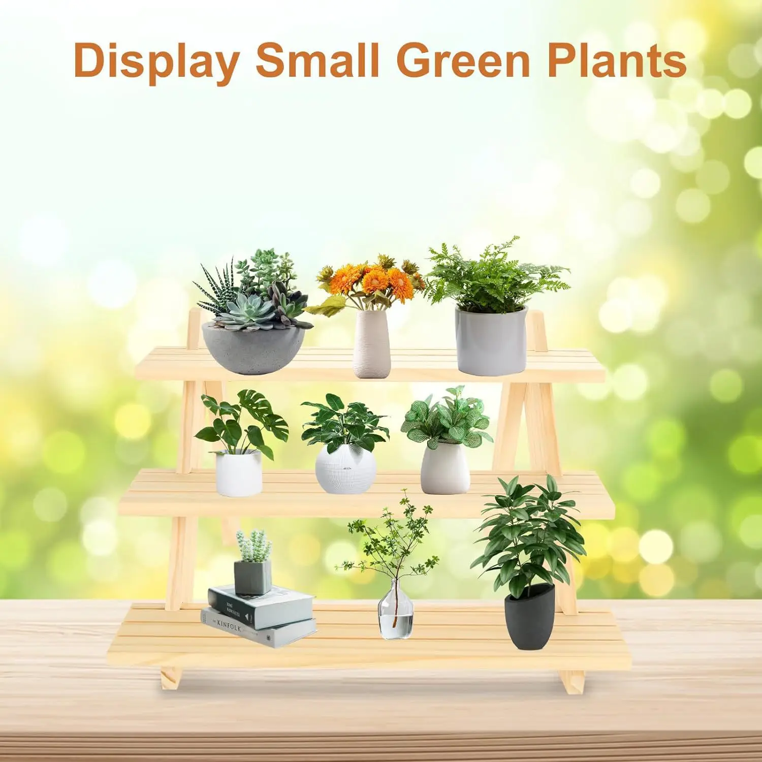 

3-этажная лестница из цельного дерева, многофункциональная витрина, ювелирные изделия, ручная сборка, складная стойка для растений в горшке, многослойная