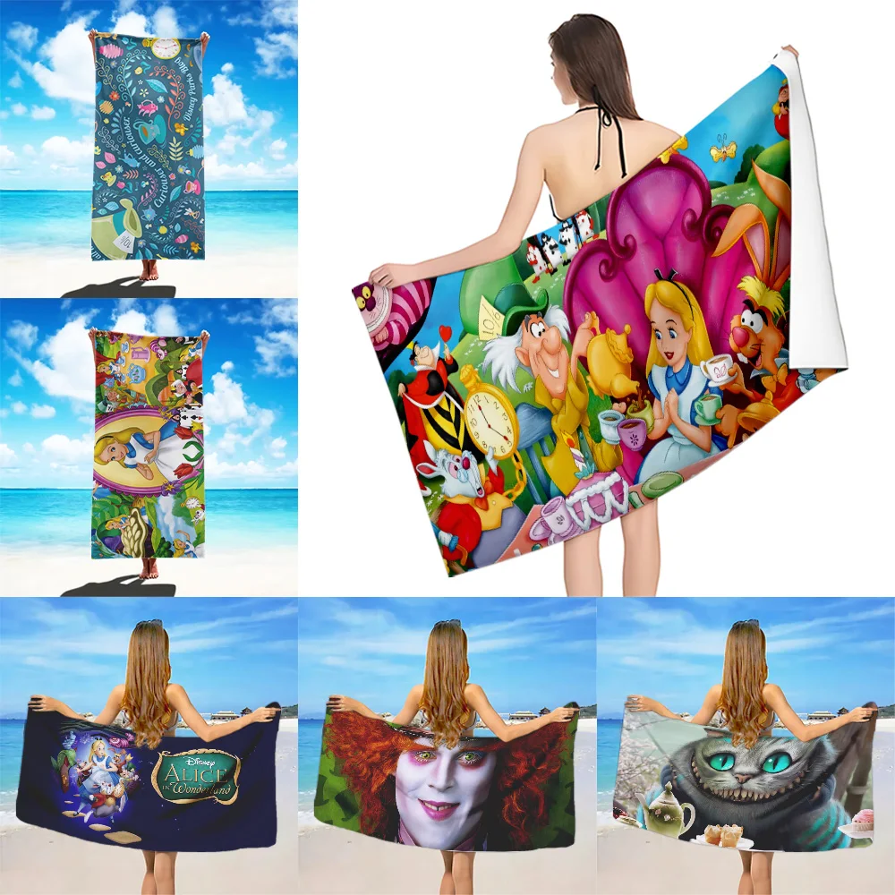 Disney Alice in Wonderland Beach Towel Microfiber Sand Free Quick Dry Soft Sandproof Pool Towels for Women Travel Shower Camping