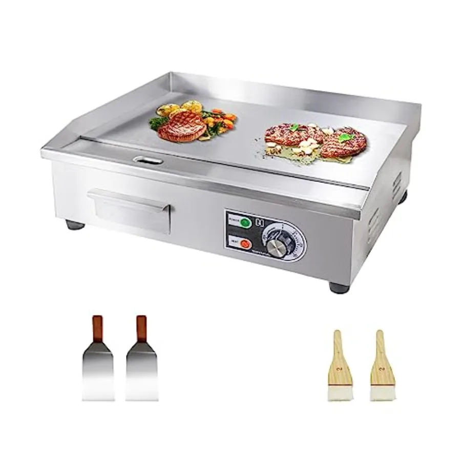 22 plancha eléctrica comercial, plancha superior plana para encimera eléctrica, 110V, 1600W, parrilla superior plana eléctrica, antiadherente, restaurante Teppa