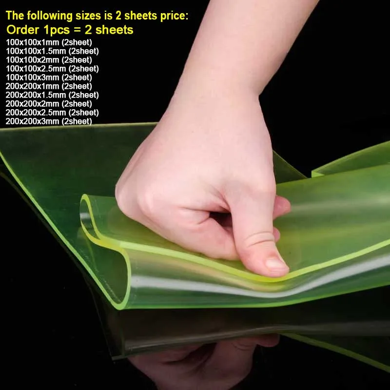 PU Polyurethane Sheet Translucent Yellow-Green Plate 100x100 150x150 200x200 300x300 400x400 500x500 600x600 800 1000 ~ 2000mm