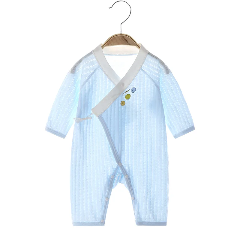 Baby Jumpsuit Summer Ultra-Thin Boneless Newborn Cotton Jacquard Hollow Rompers Long Sleeve Air Conditioning Clothes Baby