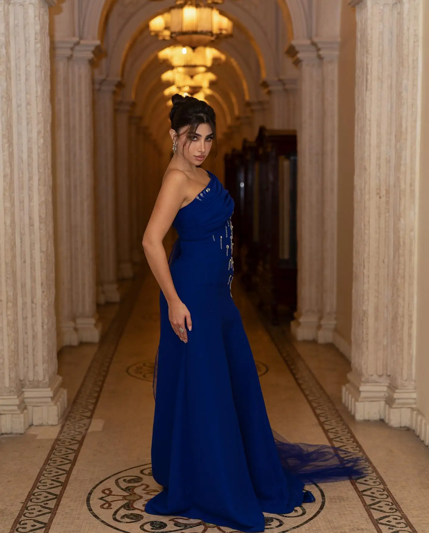 Lorrtta فسات Mohamed mioة Damesavondjurk Zeemeermin Elegante feestjurken 2025 Op maat gemaakte Плае dzi Blue One Shoulder Prom