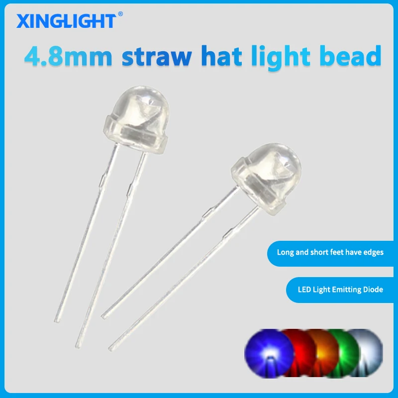 100 stks Transparante F5 4.8mm strohoed rechte inbrengen kristal light-emitting diode clear diode heldere leds voor zaklamp