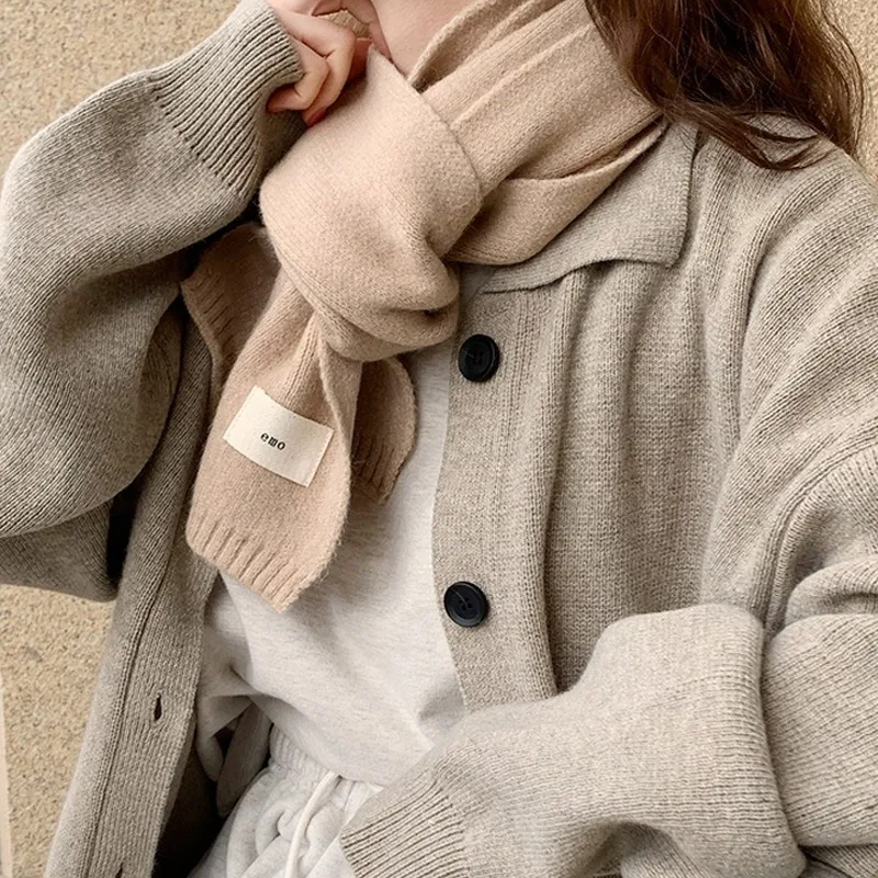 

Шаль из пашмины, женский однотонный вязаный длинный шарф для женщин, корейские женские кашемировые шарфы, женские зимние утолщенные XWJ114