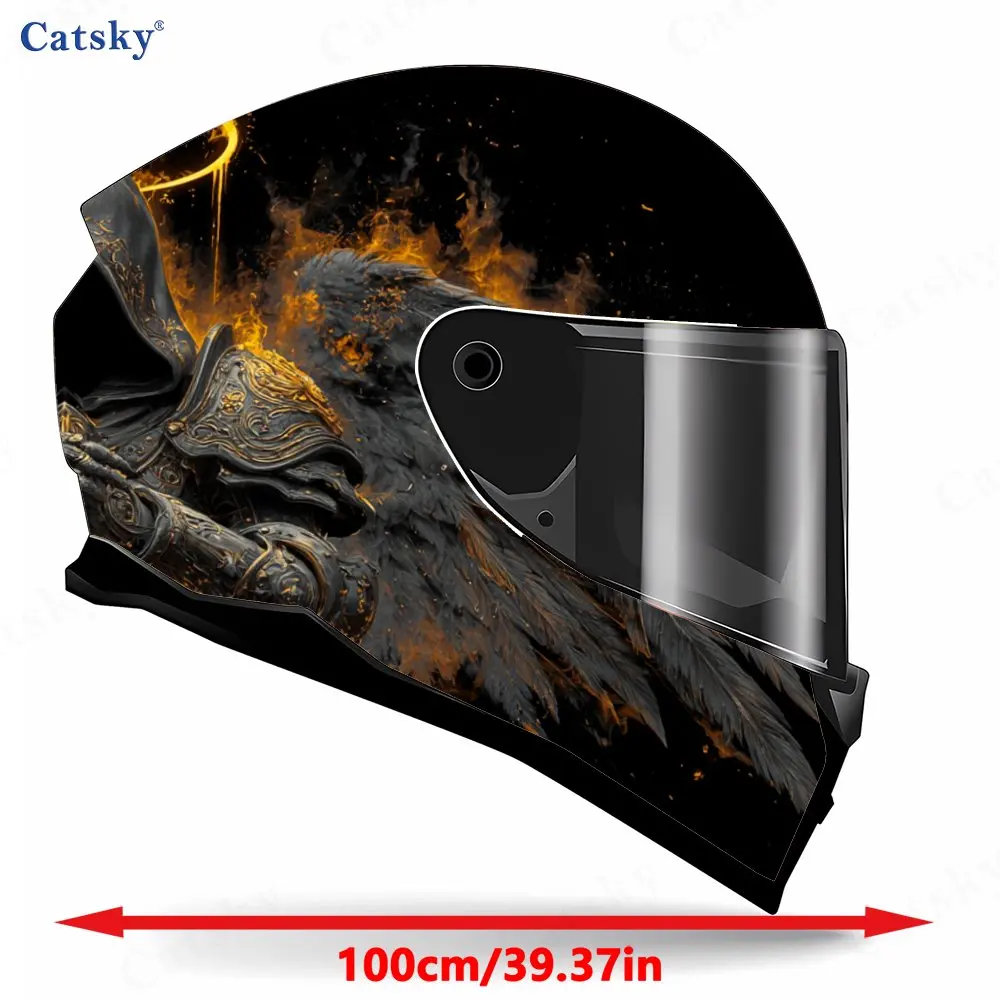 Flame-winged Blazing-armored Angel Pattern Helmet stickers , PVC Material Multifunctional Helmet Stickers, Scratch-Resistant & F