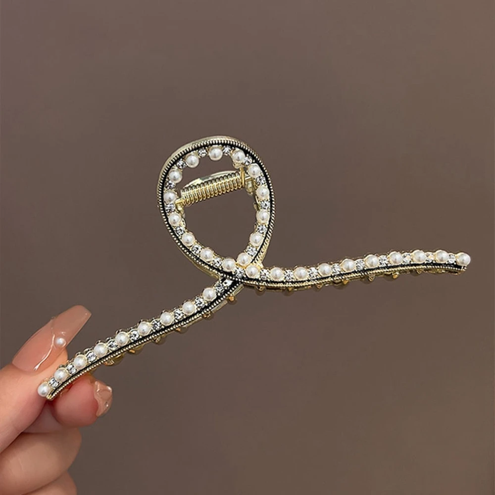 ผมกรงเล็บเพิร์ล Rhinestone Elegant Geometric Alloy คลิปผมสําหรับผู้หญิงแถบคาดศีรษะ Hairpin ผมปู Accessorie