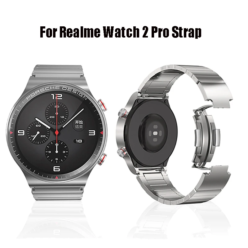 Porsche Ban Đầu Kim Loại Cho Realme Đồng Hồ 2 Pro Dây Đeo Đồng Hồ Thông Minh Smartwatch Đeo Tay Realme Dây S Pro Correa 22Mm accessori