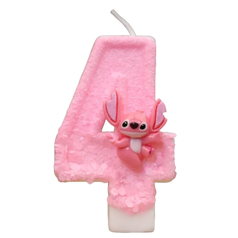 جديد ديزني أنيمي ليلو وستيتش شمعة رقمية Kawaii غرزة الملاك الأطفال تحت عنوان شموع الحفلات الوردي فتاة هدايا الحفلات