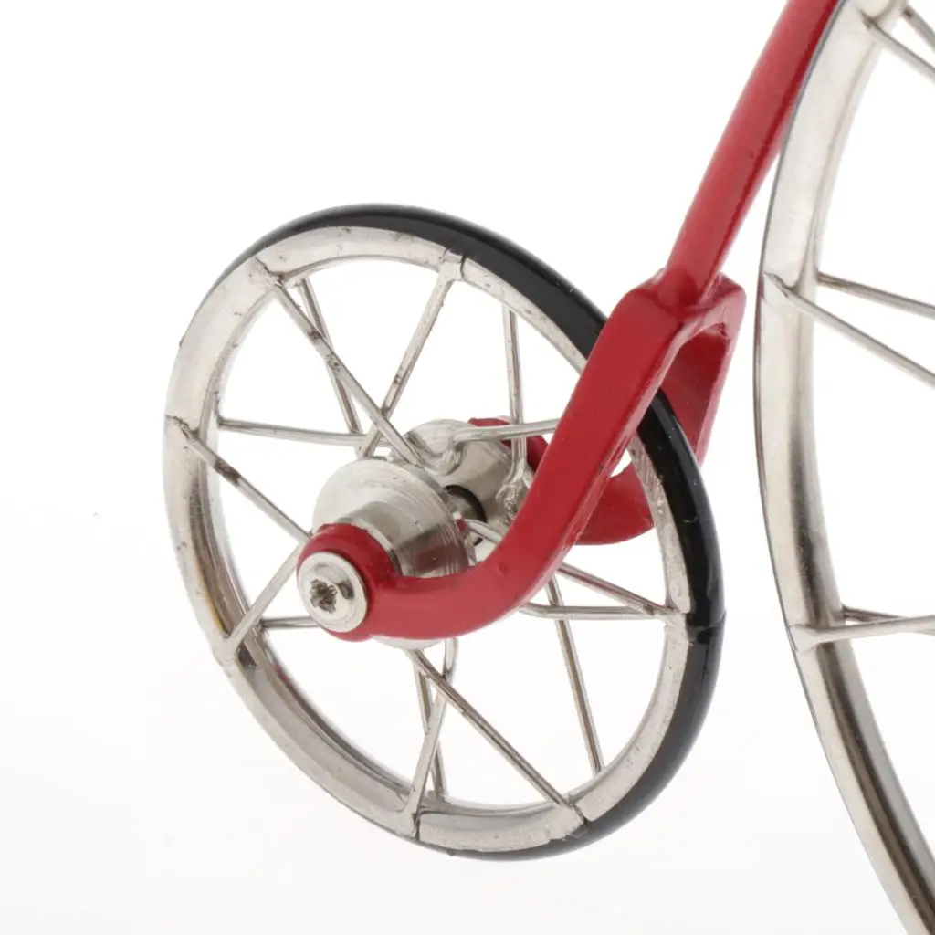 

Dollhouse Miniature Alloy Diecast Bike Model Vintage Bicycle Decorative Collectible for Gift or Ornament
