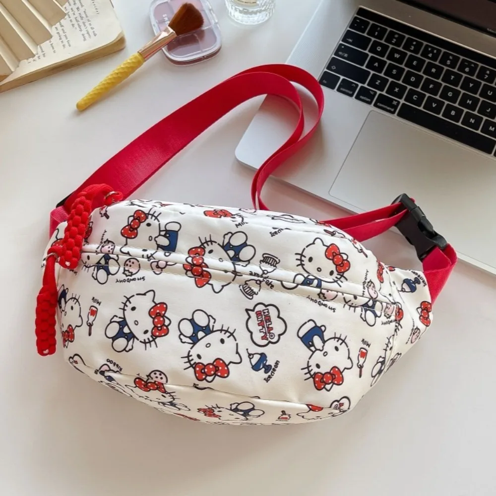 

Hello Kitty Chest Bag Cute Originality Printing Leisure Time Simple Pocket New Cartoon Fresh Versatile Motion Messenger Bag