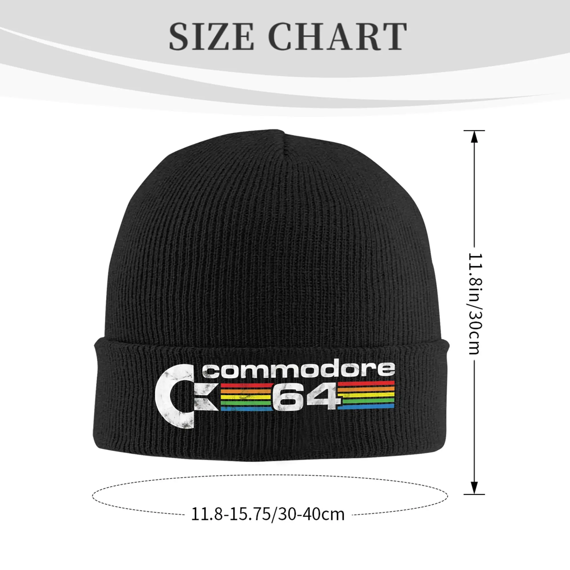 Commodore 64 retro logo Knitted Hat  Cool Caps Men Women Outdoor Beanie Hats Autumn Winter Graphic Elastic Bonnet Hats