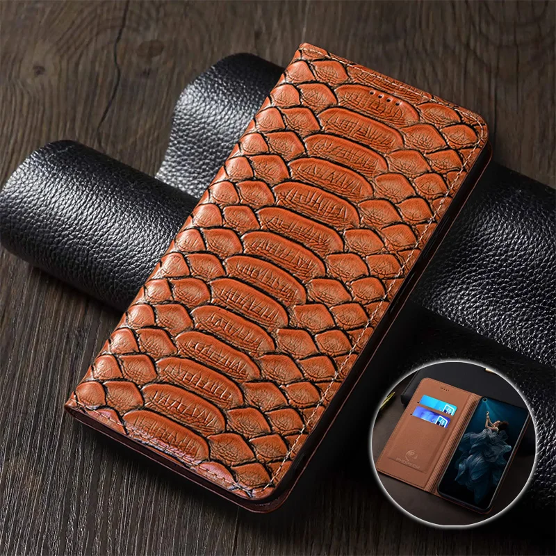 

Genuine Leather Flip Case For Oneplus 13 13T 13R 15 Pro Phone Cover Card Cases Python Pattern Handmade Scratch Proof
