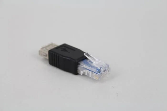 100PCS คริสตัลหัว RJ45 ชายไปยัง USB 2.0 AF หญิงอะแดปเตอร์แล็ปท็อป LAN สายเคเบิลเครือข่าย Ethernet Converter Plug