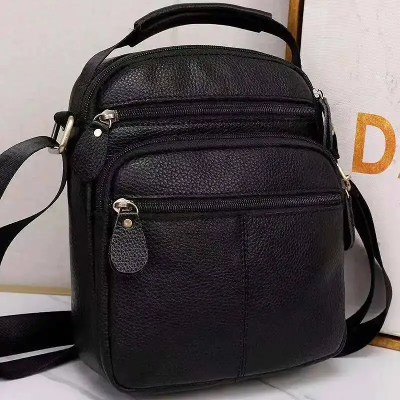 Valigetta da uomo in vera pelle di vacchetta con strato superiore a spalla singola di grandi dimensioni, nuova borsa a tracolla stile business