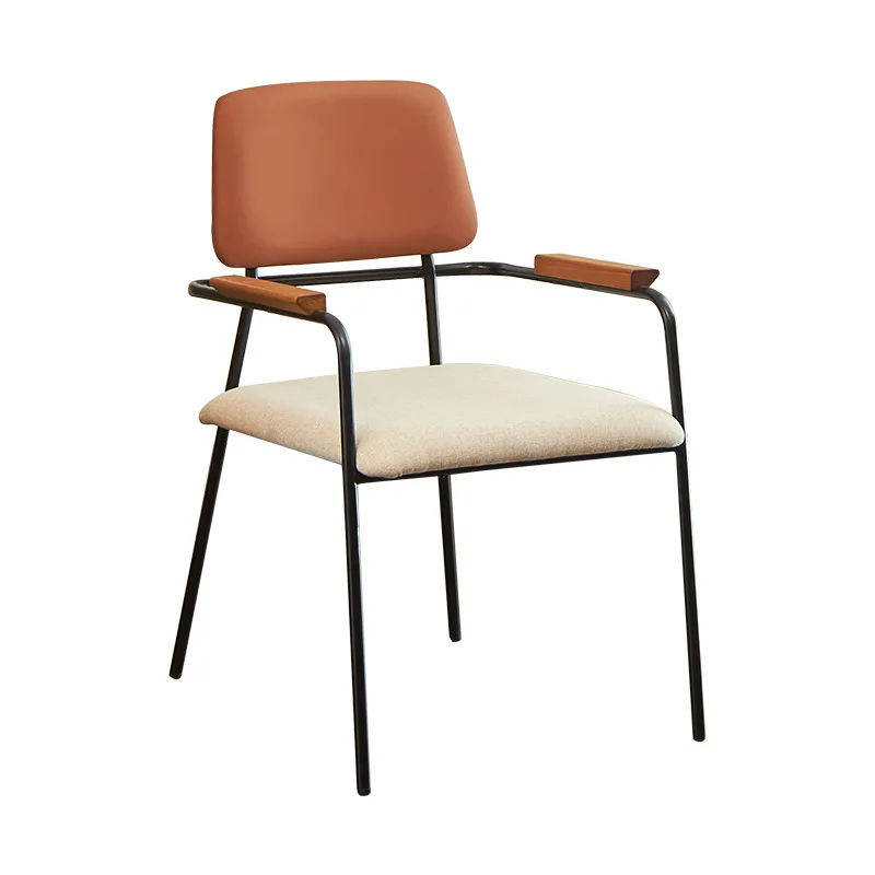 

Retro dining chair backrest wrought iron soft bag armchair restaurant study office leisure cafe negotiation