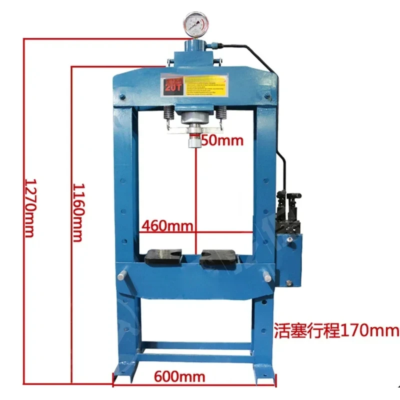 20T Manual Hydraulic press, Bearing press, Frame type gantry forging press, Stamping machine, Die press