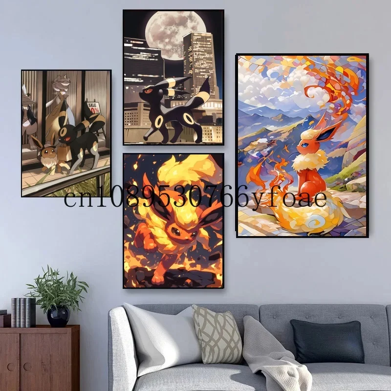 

Classic Japanese Anime Pokemon Eevee HD Poster Comics Decor Wall Art Canvas Painting Modern Room Decorate Picture Kids Gifts