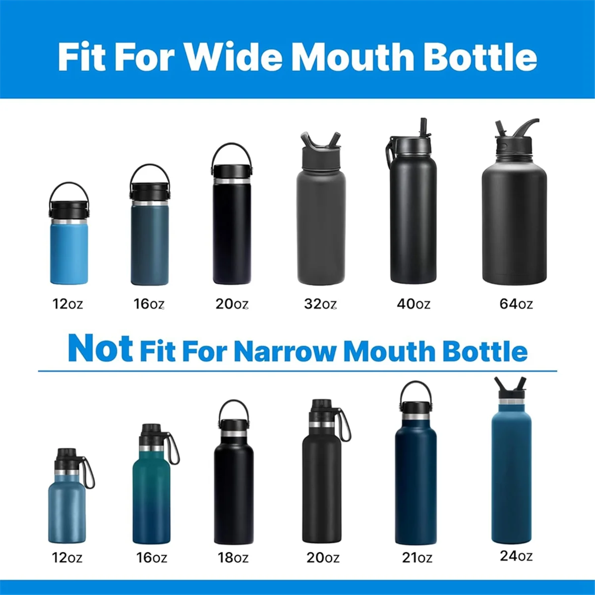 Auto Flip Replacement Lid for Hydroflask 12 16 18 20 32 40 64oz Wide Mouth Bottles, Replacement Lid Cap with Button Lock