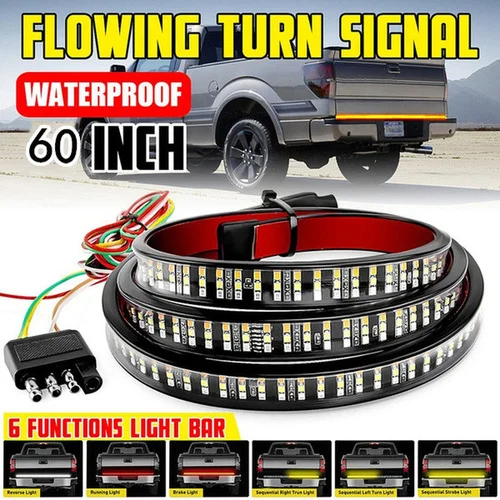 Waterproof 6 Modes 432 LED Truck Strip Tailgate Light Bar 3Row Reverse Brake Signal Tail