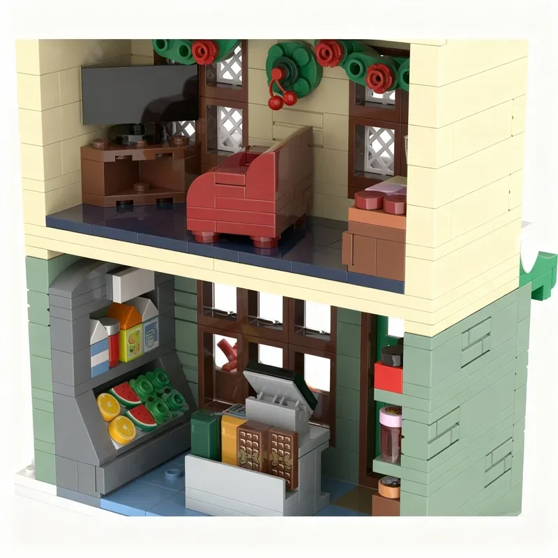 665pcs MOC Seasonal Festival Winter Village Grocery Store Model Building Blocks Construction Toy Idea Festival Gifts Education