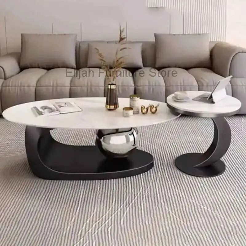 

Italian Aesthetic Coffee Table Gold Oval Nordic Designer Luxury Coffee Table Modern Wood Unique Muebles De Sala Home Furniture