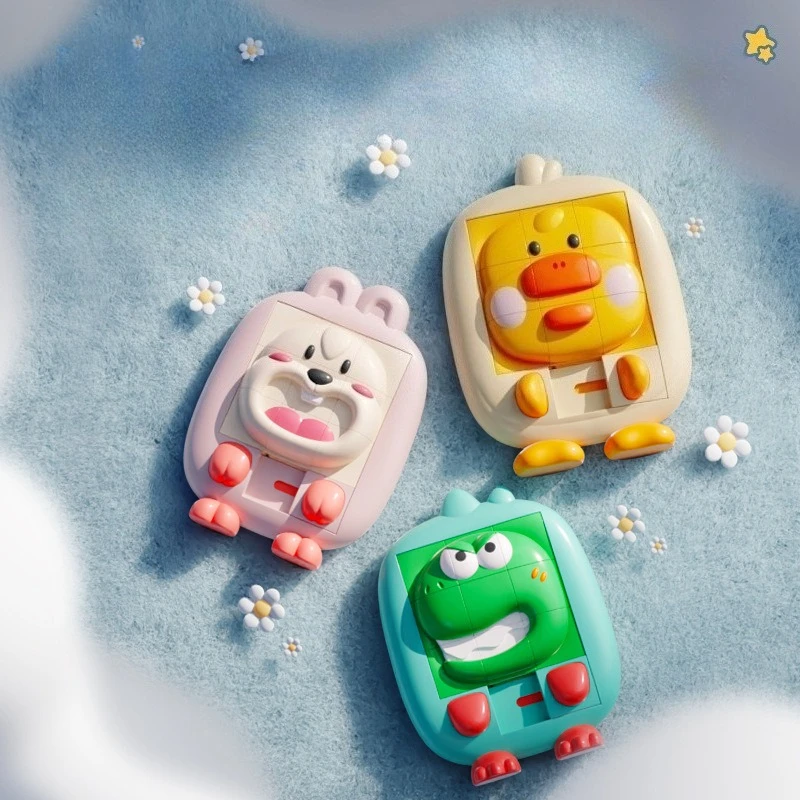3D Cartoon Dier Huarongdao Kids Hand Oog Coördinatie Cartoon Dinosaurus Glijdende Puzzel Speelgoed