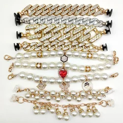 1pcs Metal pearl chain shoes charms gold diamond-mounted shoe Accessories for shoe Decorations woman gifts