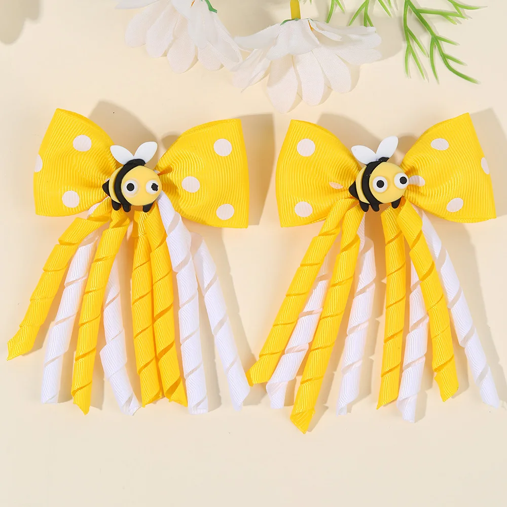 2Pcs Cute Bees Ladybug Hair Clips Insect Animal Ponytail Hairpin Playful Trendy Headwear Hair Accessories for Girls Kids Children